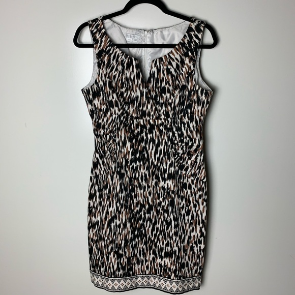 London Times animal print leopard fitted dress large 14 - Picture 5 of 7